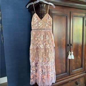 Self-Portrait Tan and Purple Lace Dress